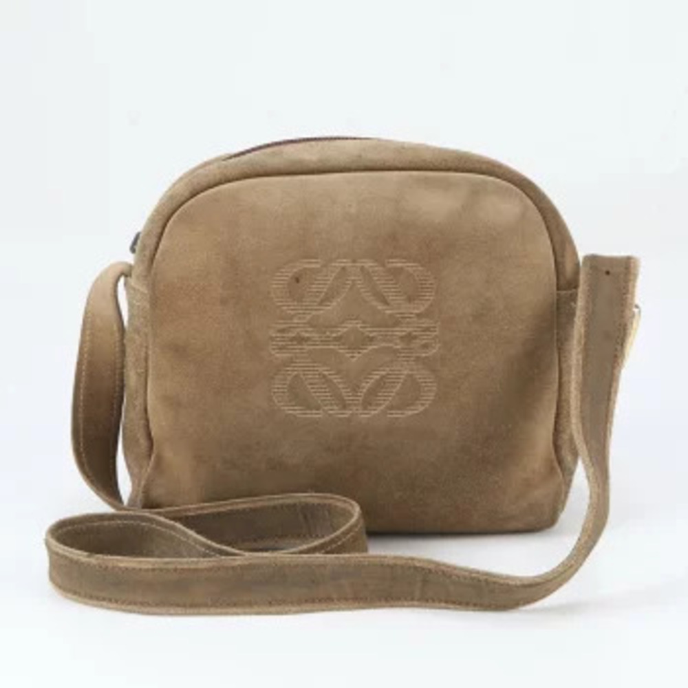 Loewe Anagram Leather Tote Crossbody Bag Beige Tan